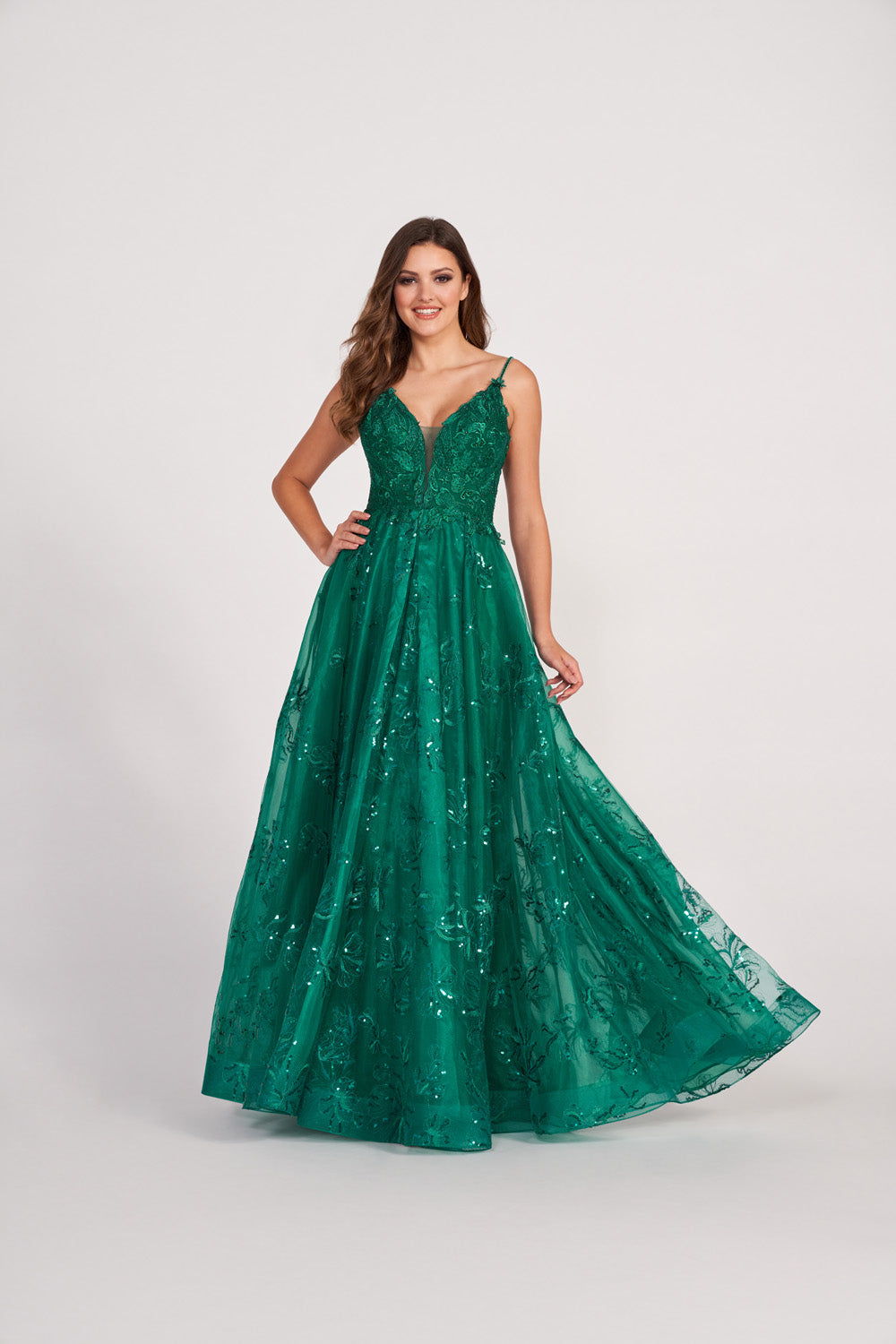 Ellie Wilde EW34051 prom dress images. Ellie Wilde EW34051 is available in these colors: Lavender, Emerald, Magenta, Royal Blue, Yellow.