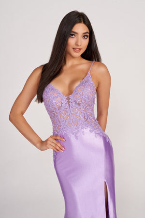 Ellie Wilde EW34052 prom dress images.  Ellie Wilde EW34052 is available in these colors: Lilac, Magenta, Royal Blue, Emerald, Navy Blue, Red.