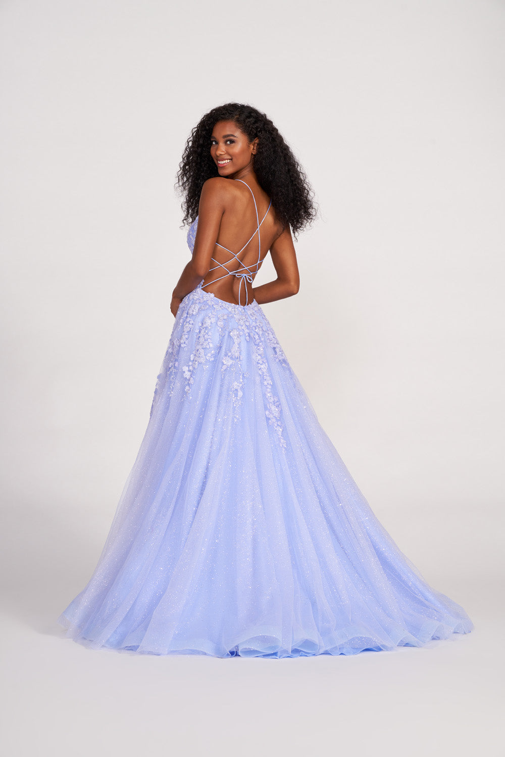 Ellie Wilde EW34053 prom dress images. Ellie Wilde EW34053 is available in these colors: Periwinkle, Emerald, Red.