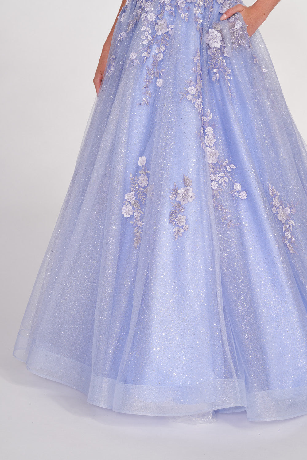 Ellie Wilde EW34055 prom dress images. Ellie Wilde EW34055 is available in these colors: Periwinkle, Emerald, Royal Blue.