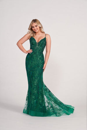 Ellie Wilde EW34061 prom dress images.  Ellie Wilde EW34061 is available in these colors: Emerald, Ruby, Magenta.