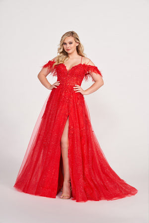 Ellie Wilde EW34066 prom dress images.  Ellie Wilde EW34066 is available in these colors: Periwinkle, Orange, Iris, Red.