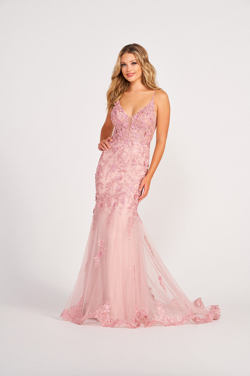 Ellie Wilde EW34067 prom dress images. Ellie Wilde EW34067 is available in these colors: Bluebell, Wine, Emerald, Rose Quartz, Cotton Candy.