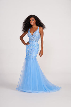 Ellie Wilde EW34099 prom dress images.  Ellie Wilde EW34099 is available in these colors: Bluebell, Lilac, Emerald.