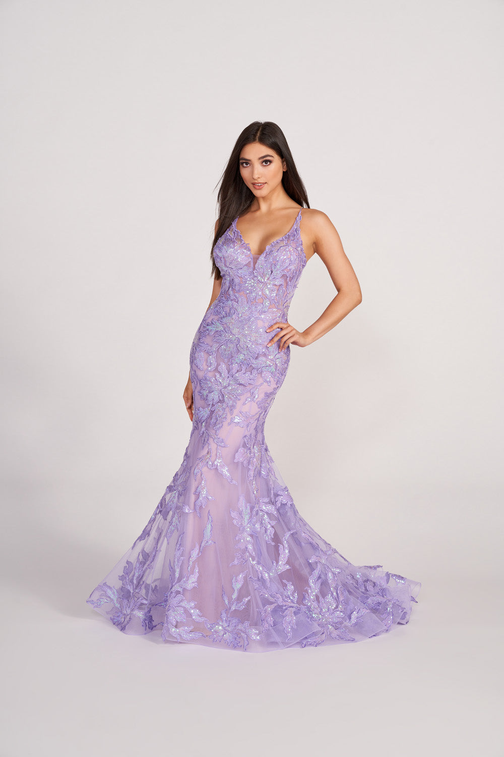 Ellie Wilde EW34110 prom dress images. Ellie Wilde EW34110 is available in these colors: Lavender, Navy Nude.
