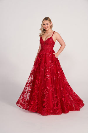 Ellie Wilde EW34119 prom dress images.  Ellie Wilde EW34119 is available in these colors: Wine, Navy Blue, Black, English Rose.