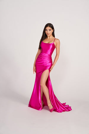 Ellie Wilde EW34120 prom dress images.  Ellie Wilde EW34120 is available in these colors: Red, Royal Blue, Neon Yellow, Neon Orange, Fuchsia.