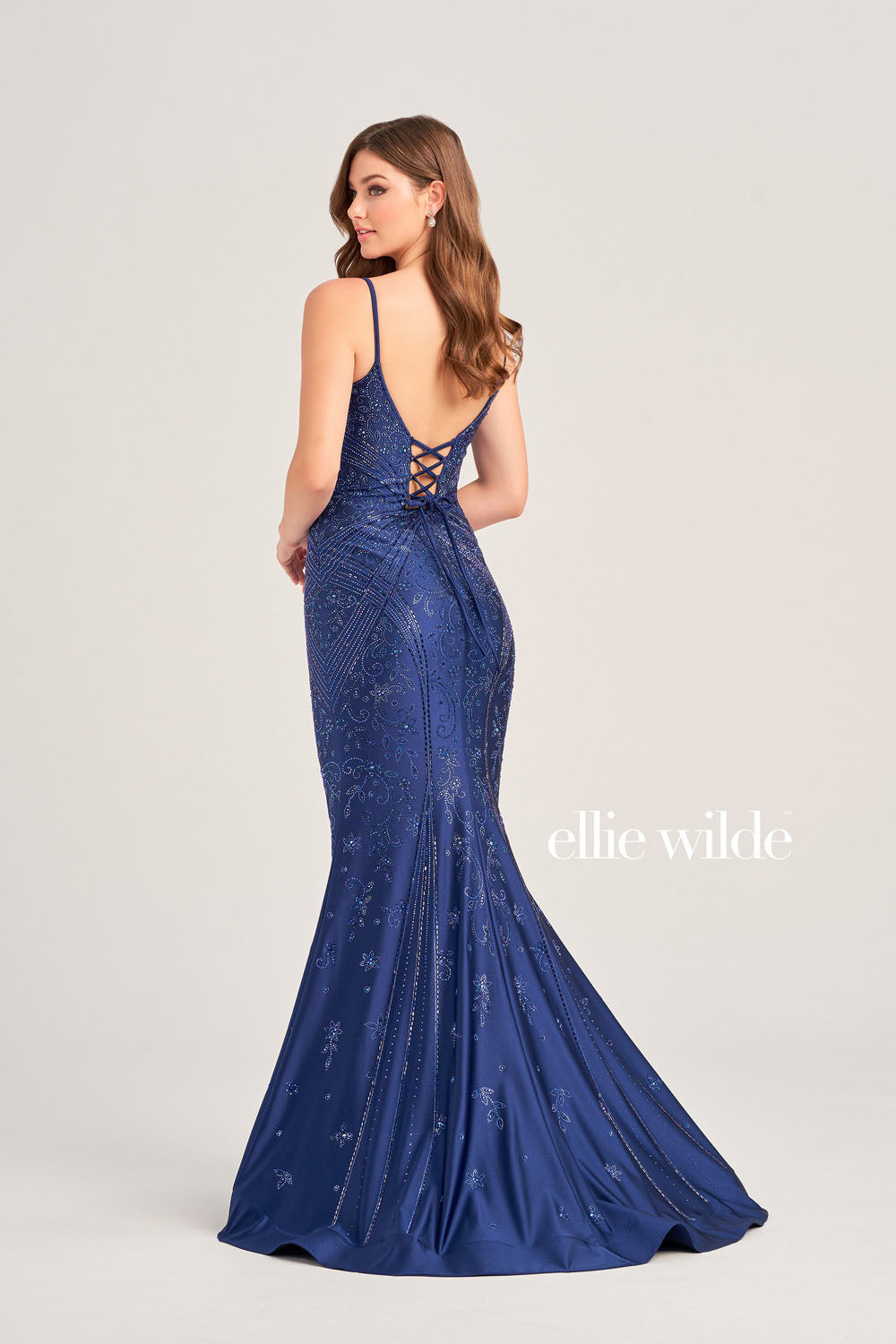 Ellie Wilde EW35002 prom dress images. Ellie Wilde EW35002 is available in these colors: Navy Blue, Royal Blue, Ruby, Black, Teal, Hot Pink, Orchid.