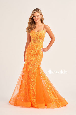 Ellie Wilde EW35008 prom dress images.  Ellie Wilde EW35008 is available in these colors: Ultra Violet, Magenta, Orange, Periwinkle Opal.