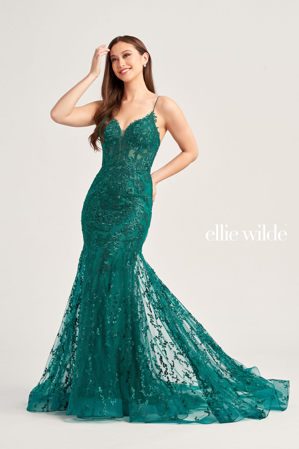 Ellie Wilde EW35010 prom dress images. Ellie Wilde EW35010 is available in these colors: Strawberry, Orange, Light Yellow, Royal Blue, Magenta, Sage, Black, Emerald.