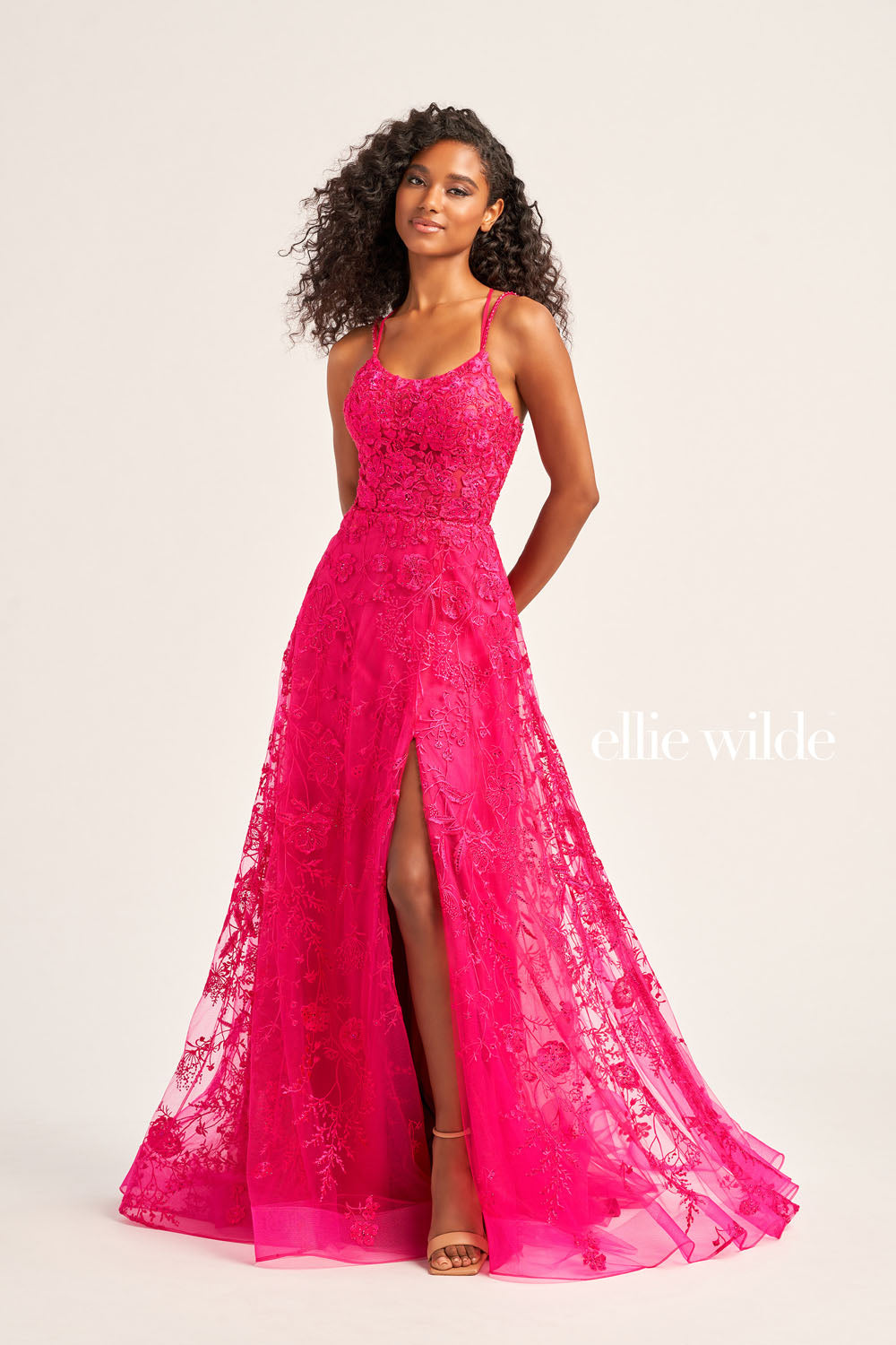 Ellie Wilde EW35012 prom dress images. Ellie Wilde EW35012 is available in these colors: Bluebell, Strawberry, Magenta, Emerald.