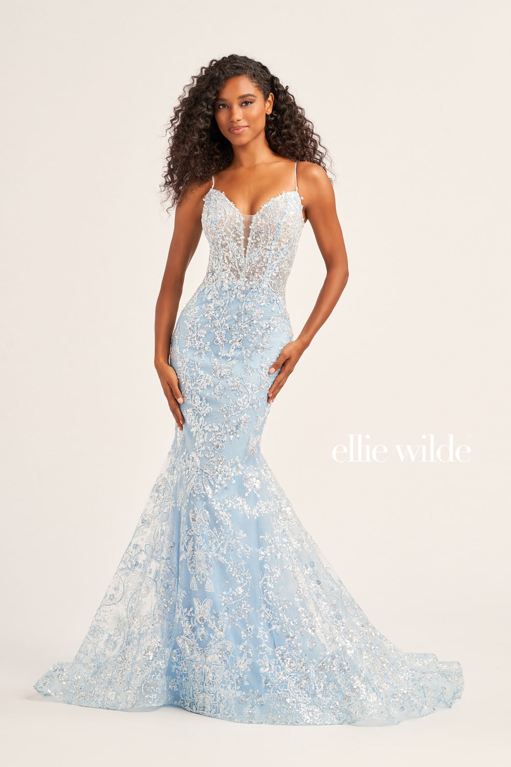Ellie Wilde EW35013 prom dress images. Ellie Wilde EW35013 is available in these colors: Hot Pink, Light Blue, Midnight, Lilac, Black.