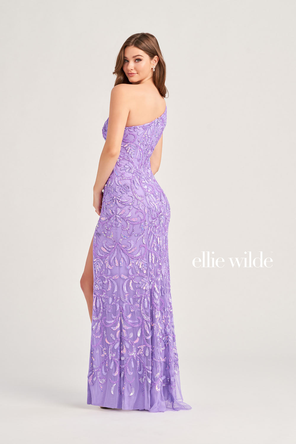 Ellie Wilde EW35021 prom dress images. Ellie Wilde EW35021 is available in these colors: Lavender, Royal Blue, Red.