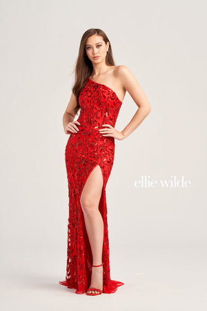 Ellie Wilde EW35021 prom dress images.  Ellie Wilde EW35021 is available in these colors: Lavender, Royal Blue, Red.