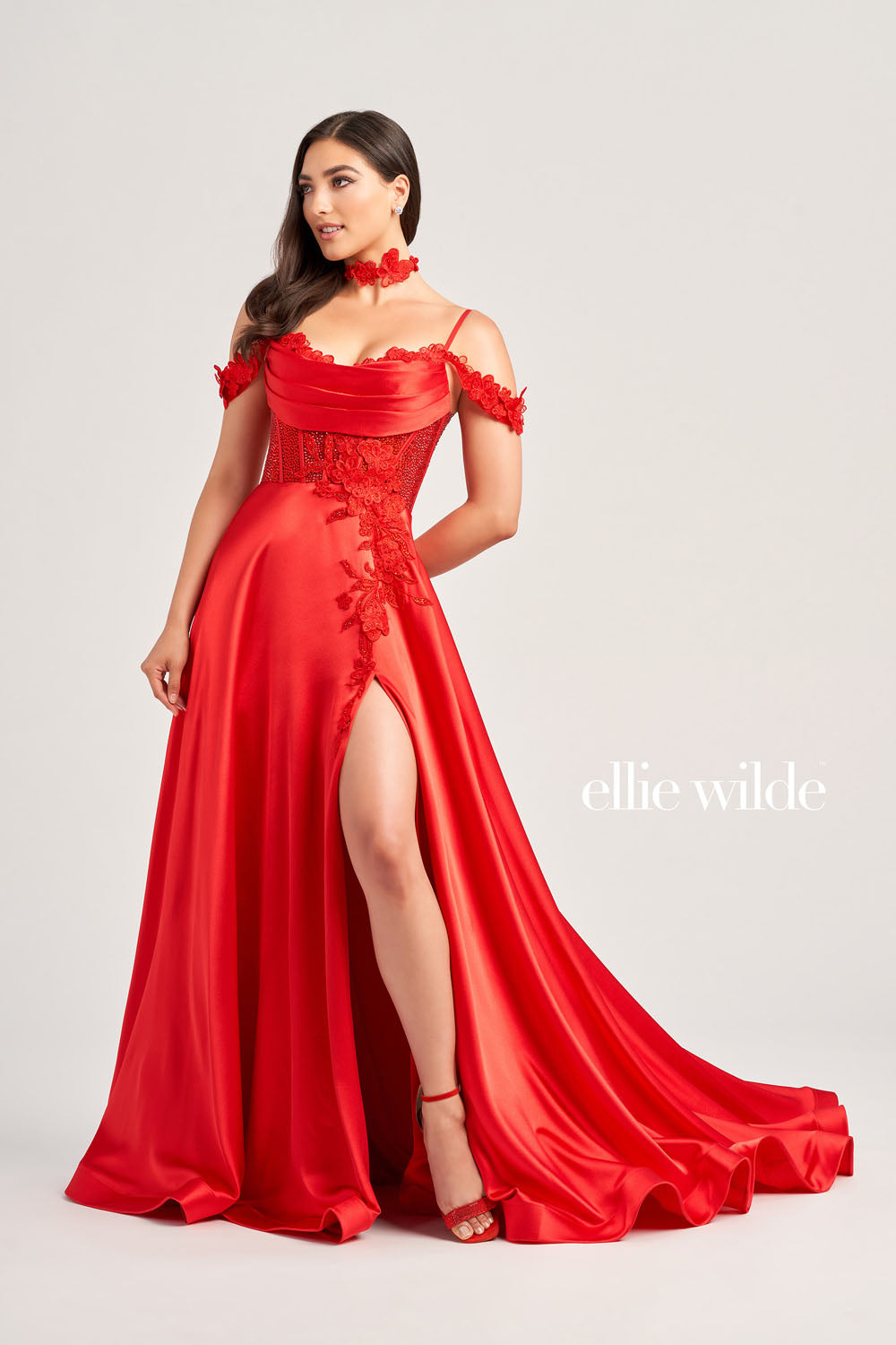 Ellie Wilde EW35029 prom dress images. Ellie Wilde EW35029 is available in these colors: Black, Red.