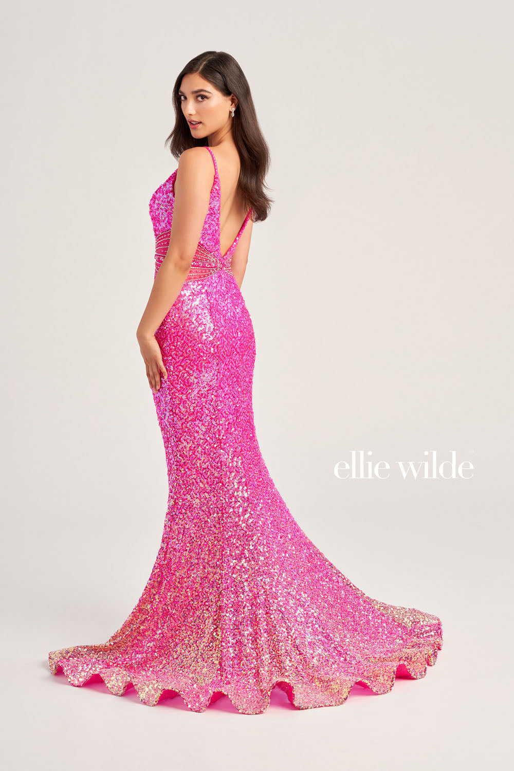 Ellie Wilde EW35044 prom dress images. Ellie Wilde EW35044 is available in these colors: Hot Pink, Ocean Blue.