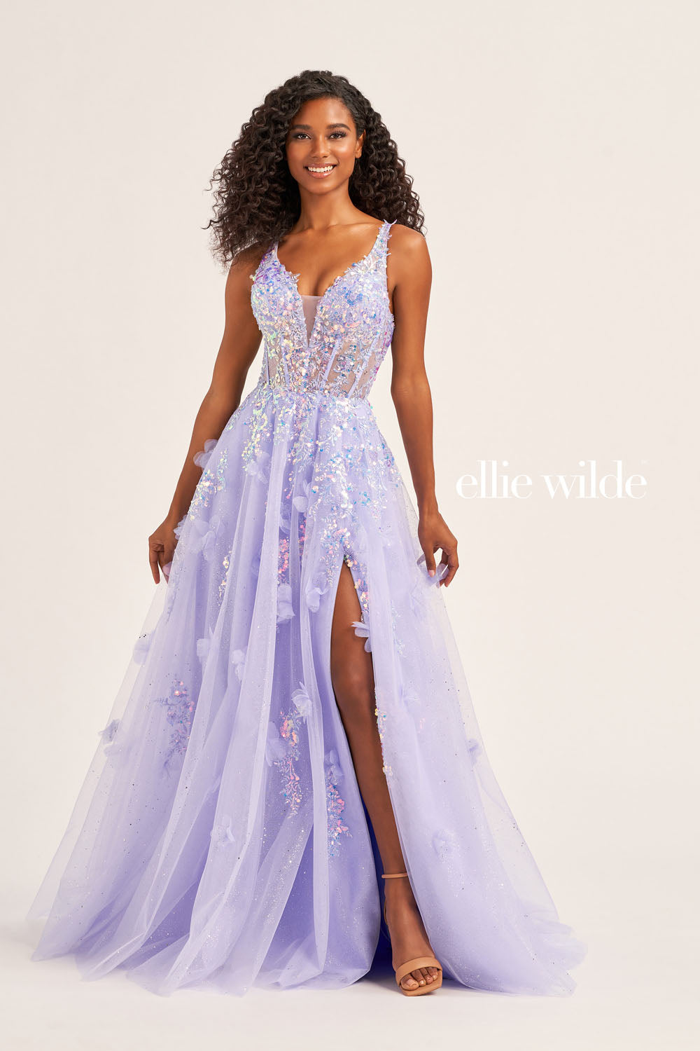 Ellie Wilde EW35047 prom dress images. Ellie Wilde EW35047 is available in these colors: Cerulean Blue, Periwinkle, Hot Pink.