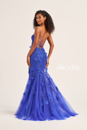 Ellie Wilde EW35048 prom dress images.  Ellie Wilde EW35048 is available in these colors: Ice Blue, Hot Pink, Lavender, Navy Blue, Black.