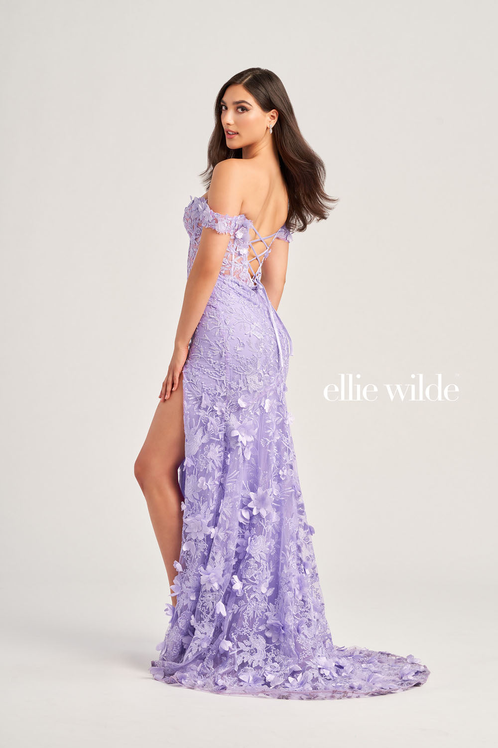 Ellie Wilde EW35054 prom dress images. Ellie Wilde EW35054 is available in these colors: Lilac, Light Blue, Blush.