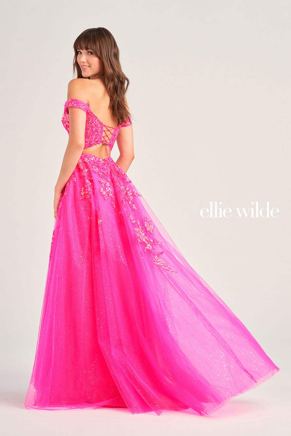 Ellie Wilde EW35058 prom dress images. Ellie Wilde EW35058 is available in these colors: Magenta, Lilac.