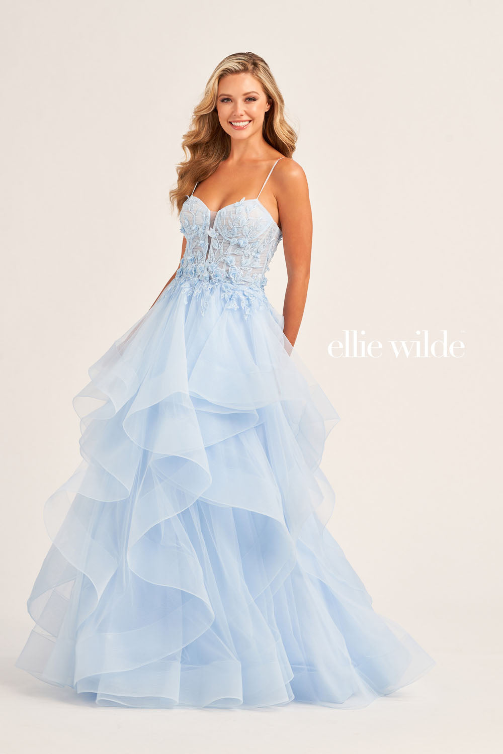 Ellie Wilde EW35070 prom dress images. Ellie Wilde EW35070 is available in these colors: Black Red, Light Blue.
