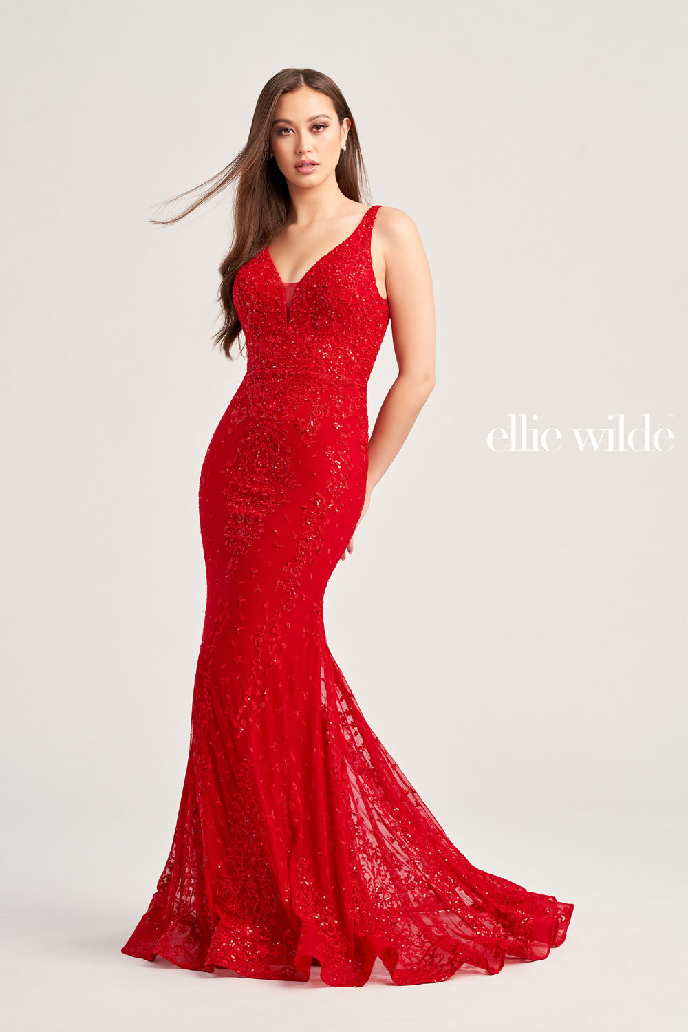 Ellie Wilde EW35072 prom dress images. Ellie Wilde EW35072 is available in these colors: Ruby, Emerald, Cobalt Blue.