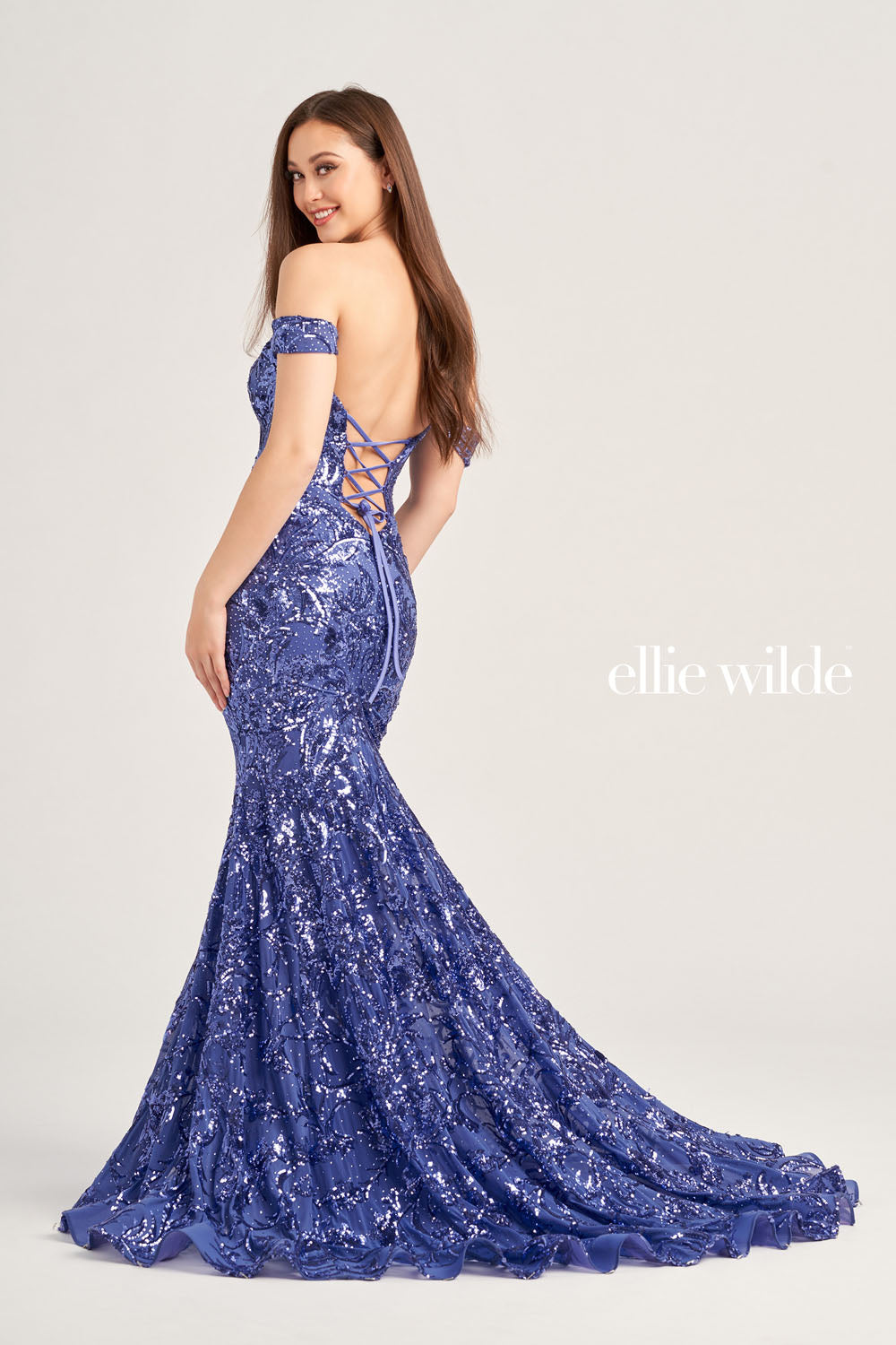Ellie Wilde EW35094 prom dress images. Ellie Wilde EW35094 is available in these colors: Dusk, Black, Ruby.