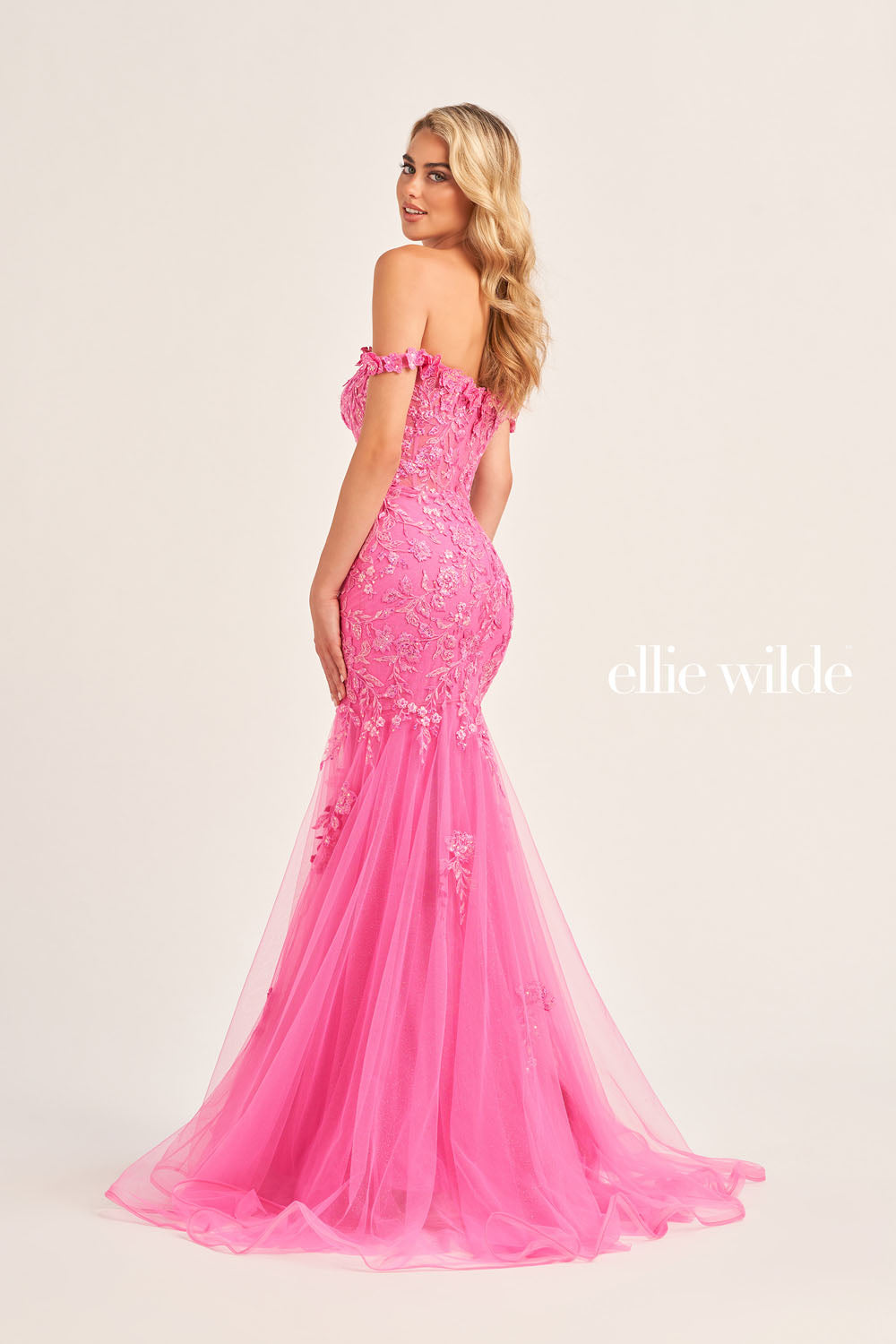Ellie Wilde EW35102 prom dress images. Ellie Wilde EW35102 is available in these colors: Bluebell, Hot Pink.
