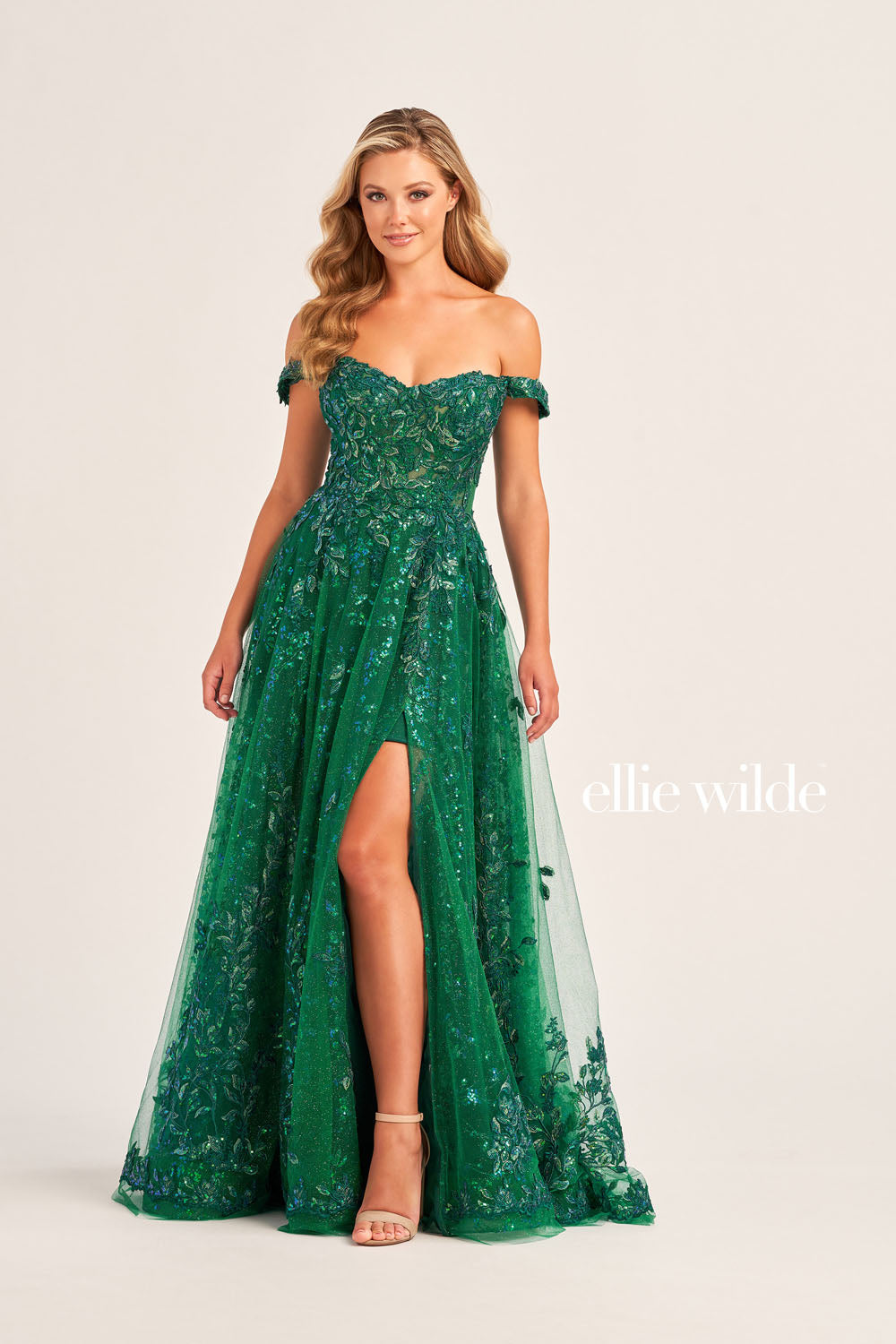 Ellie Wilde EW35116 prom dress images. Ellie Wilde EW35116 is available in these colors: Light Blue, Emerald.