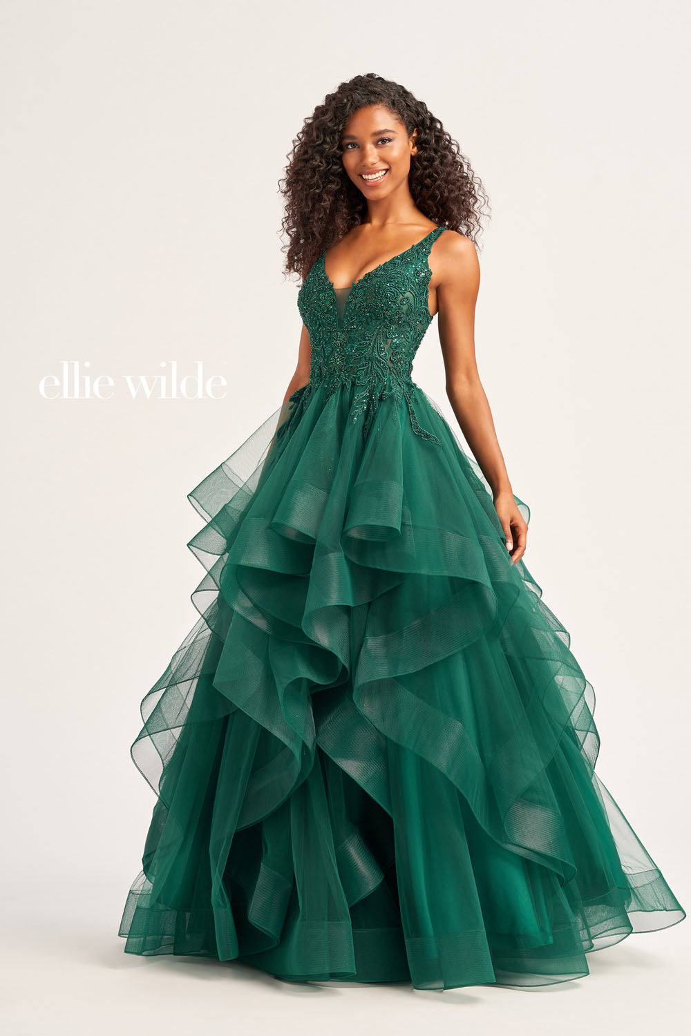 Ellie Wilde EW35119 prom dress images. Ellie Wilde EW35119 is available in these colors: Royal Blue, Petal, Emerald, Navy Blue.