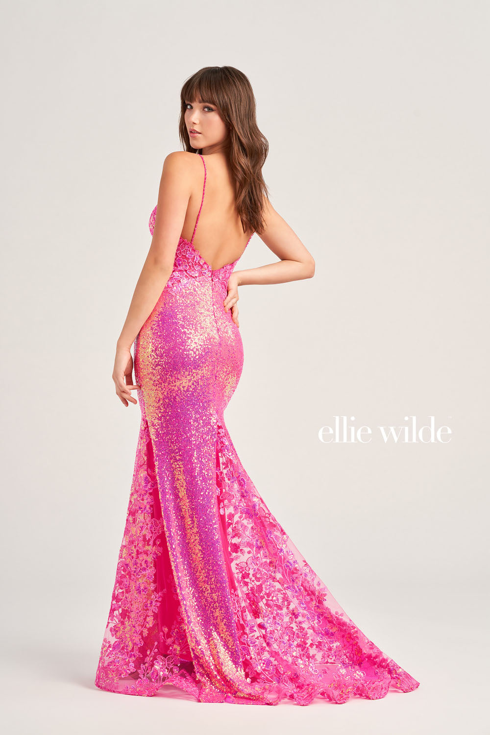 Ellie Wilde EW35202 prom dress images. Ellie Wilde EW35202 is available in these colors: Hot Pink, Light Blue, Navy Blue.