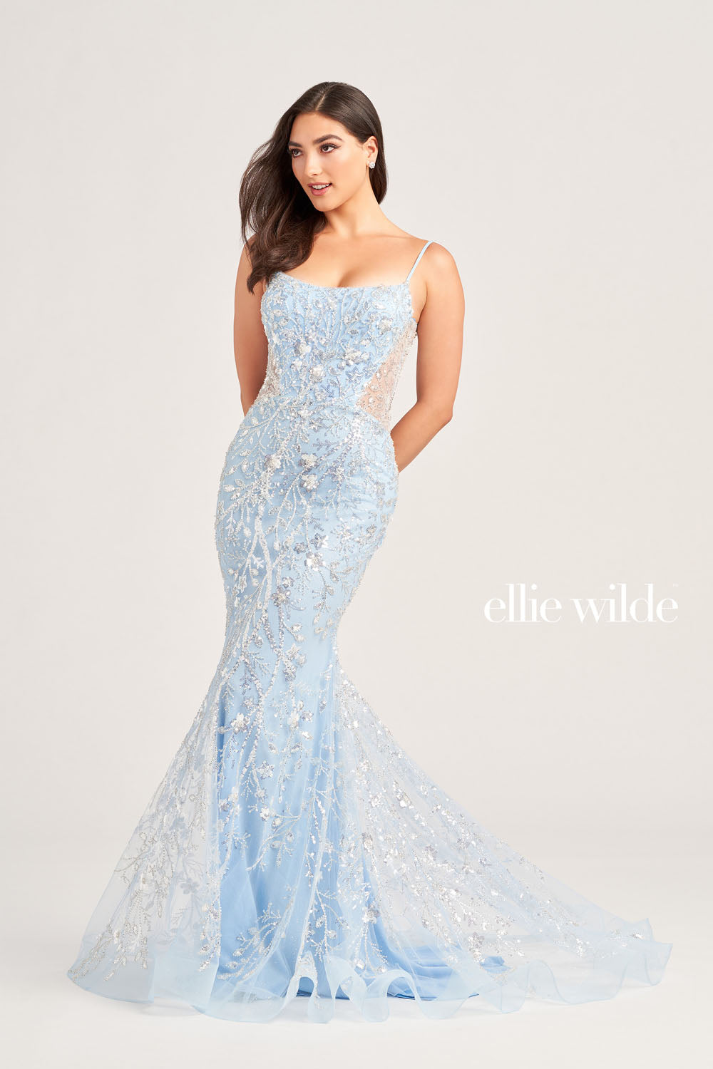 Ellie Wilde EW35204 prom dress images. Ellie Wilde EW35204 is available in these colors: Light Blue.