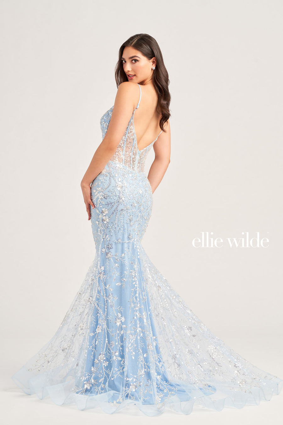 Ellie Wilde EW35204 prom dress images.  Ellie Wilde EW35204 is available in these colors: Light Blue.