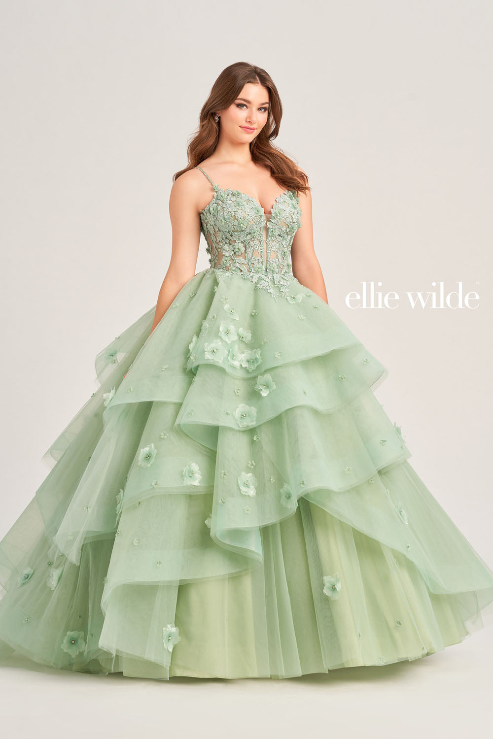 Ellie Wilde EW35206 prom dress images. Ellie Wilde EW35206 is available in these colors: Sage, Magenta.