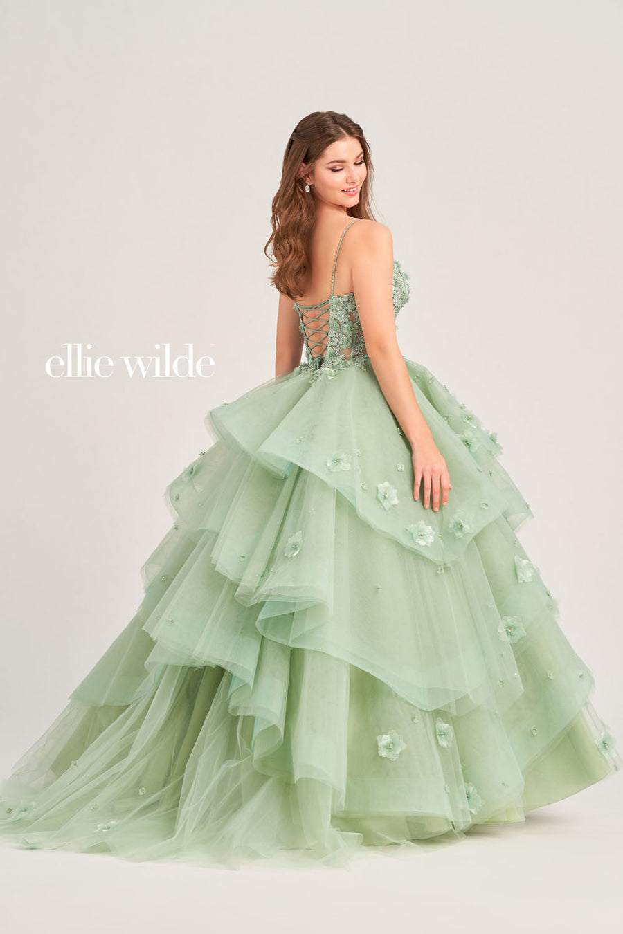 Ellie Wilde EW35206 prom dress images.  Ellie Wilde EW35206 is available in these colors: Sage, Magenta.