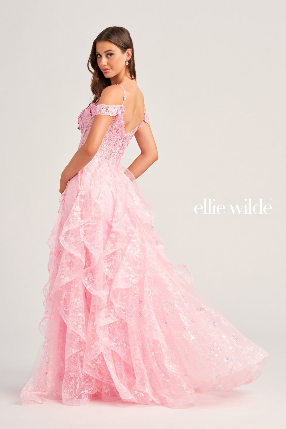 Ellie Wilde EW35218 prom dress images. Ellie Wilde EW35218 is available in these colors: Pink, Black, White, Navy Blue, Emerald.