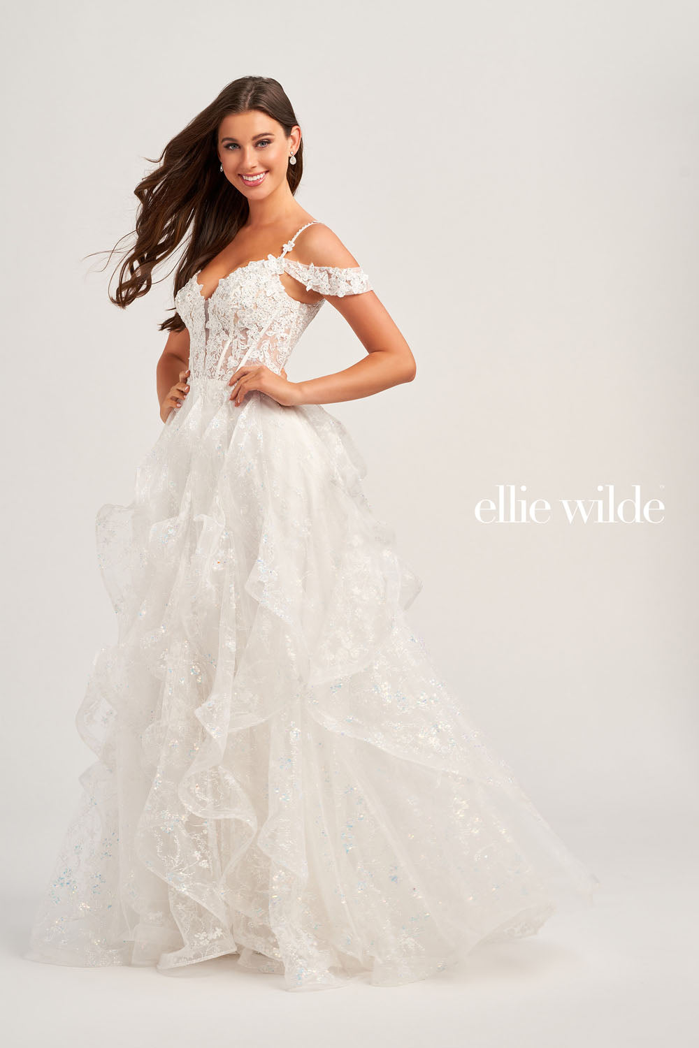 Ellie Wilde EW35218 prom dress images. Ellie Wilde EW35218 is available in these colors: Pink, Black, White, Navy Blue, Emerald.