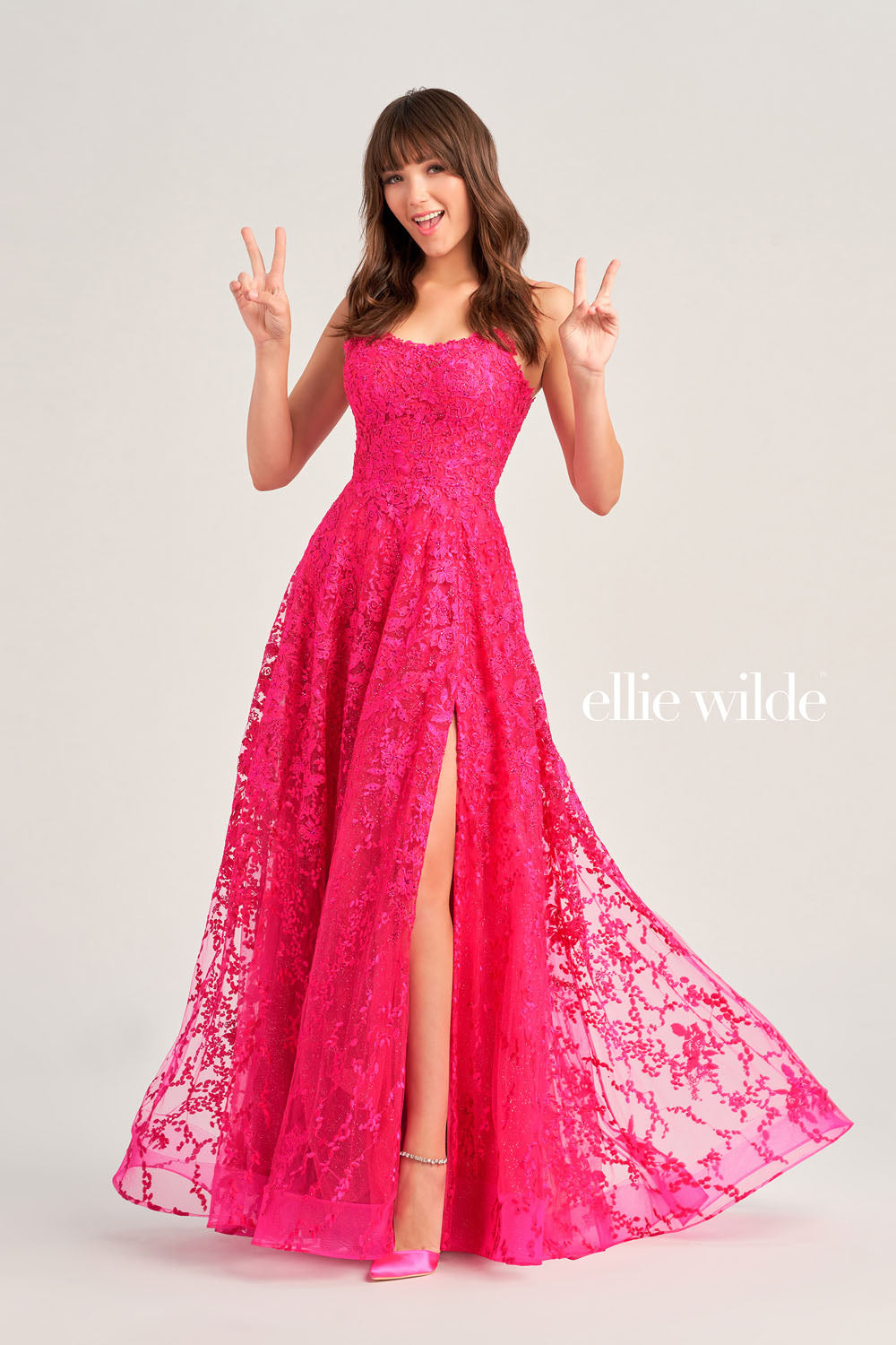 Ellie Wilde EW35222 prom dress images. Ellie Wilde EW35222 is available in these colors: Magenta, Light Blue, Emerald, Royal Blue, Navy Blue, Sage.