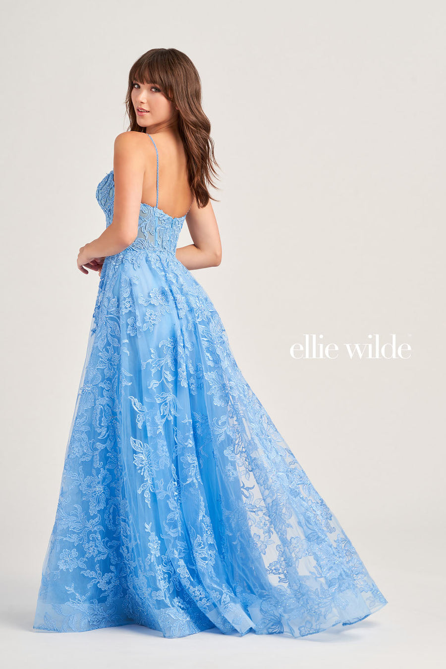 Ellie Wilde EW35226 prom dress images.  Ellie Wilde EW35226 is available in these colors: Bluebell, Strawberry, Sage, Emerald.
