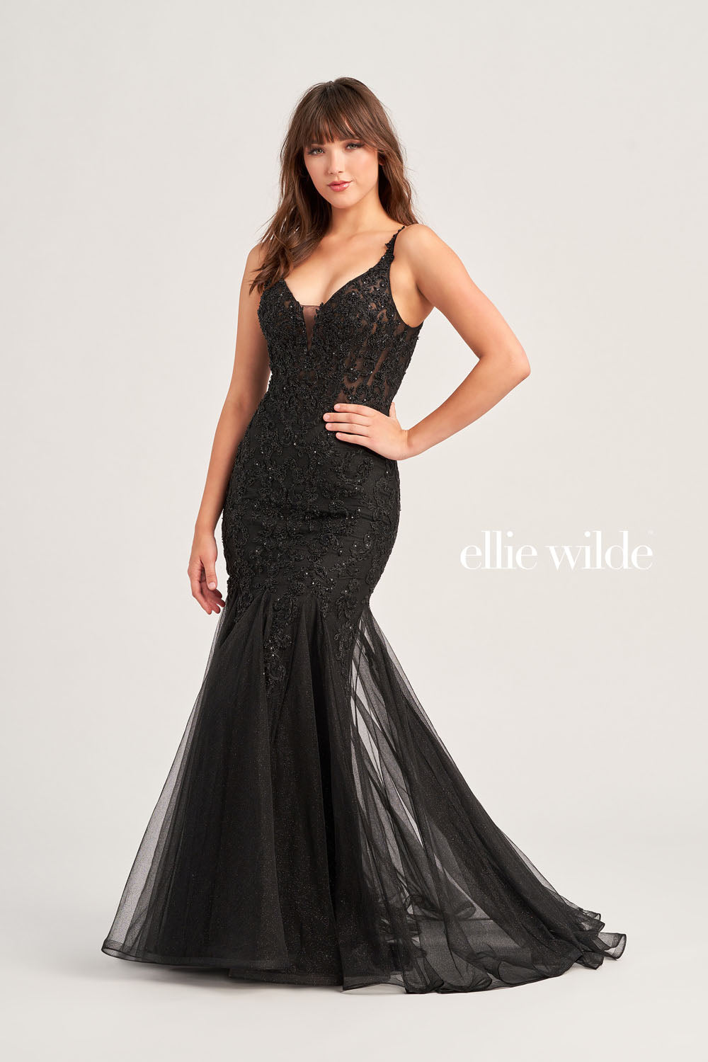 Ellie Wilde EW35227 prom dress images. Ellie Wilde EW35227 is available in these colors: Bluebell, Black, Lilac, Dusty Rose.