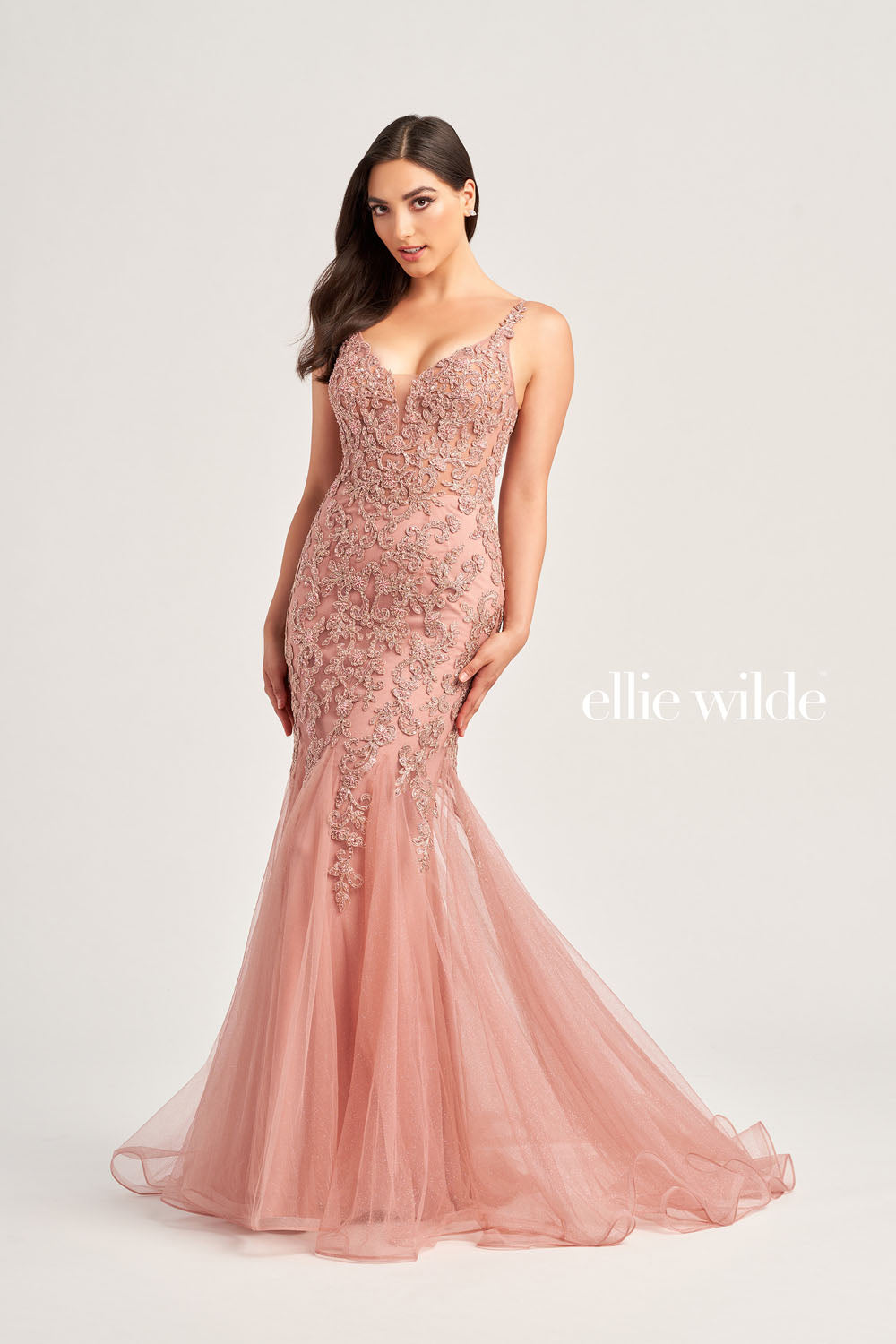 Ellie Wilde EW35227 prom dress images. Ellie Wilde EW35227 is available in these colors: Bluebell, Black, Lilac, Dusty Rose.