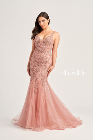 Ellie Wilde EW35227 prom dress images.  Ellie Wilde EW35227 is available in these colors: Bluebell, Black, Lilac, Dusty Rose.