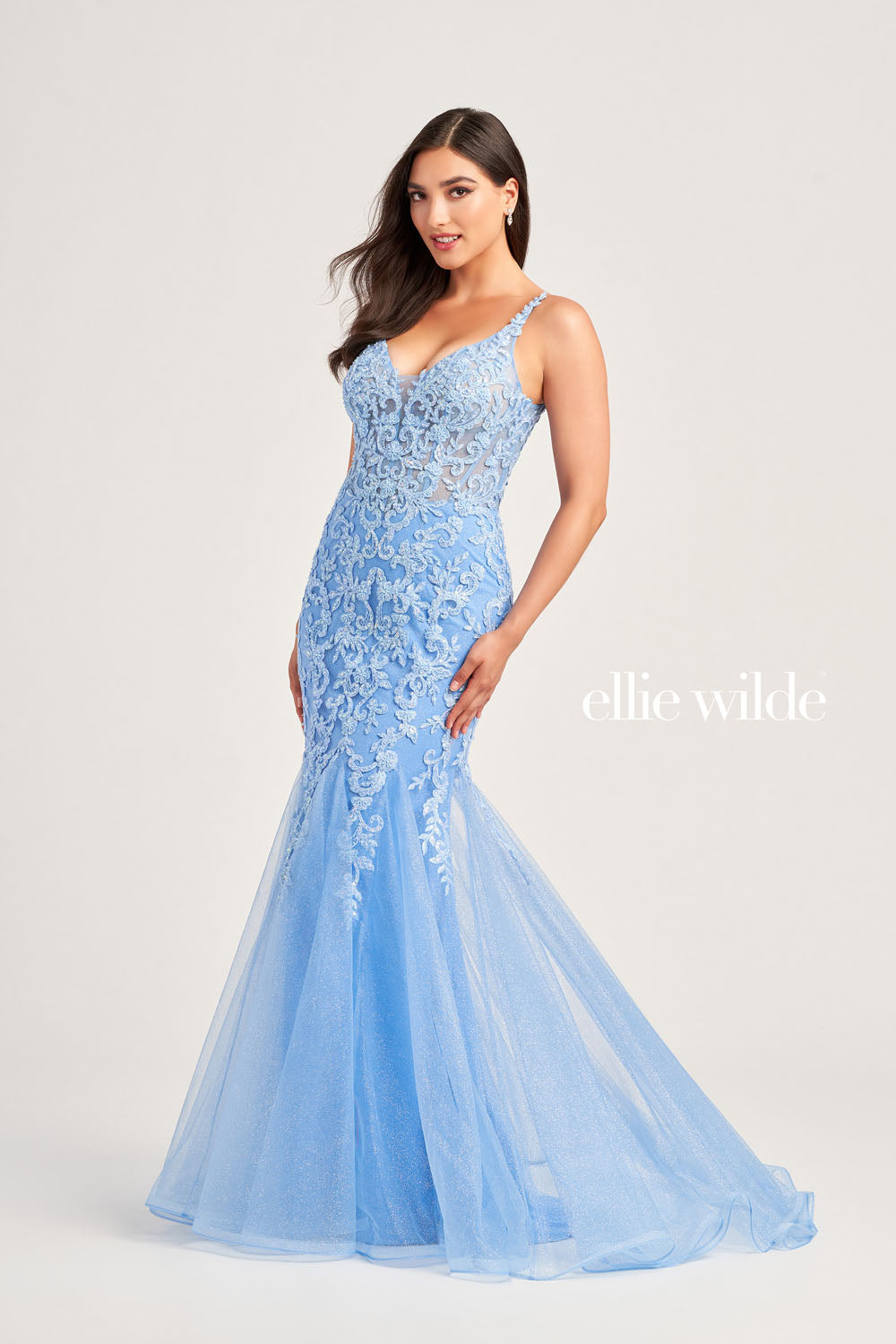Ellie Wilde EW35227 prom dress images. Ellie Wilde EW35227 is available in these colors: Bluebell, Black, Lilac, Dusty Rose.
