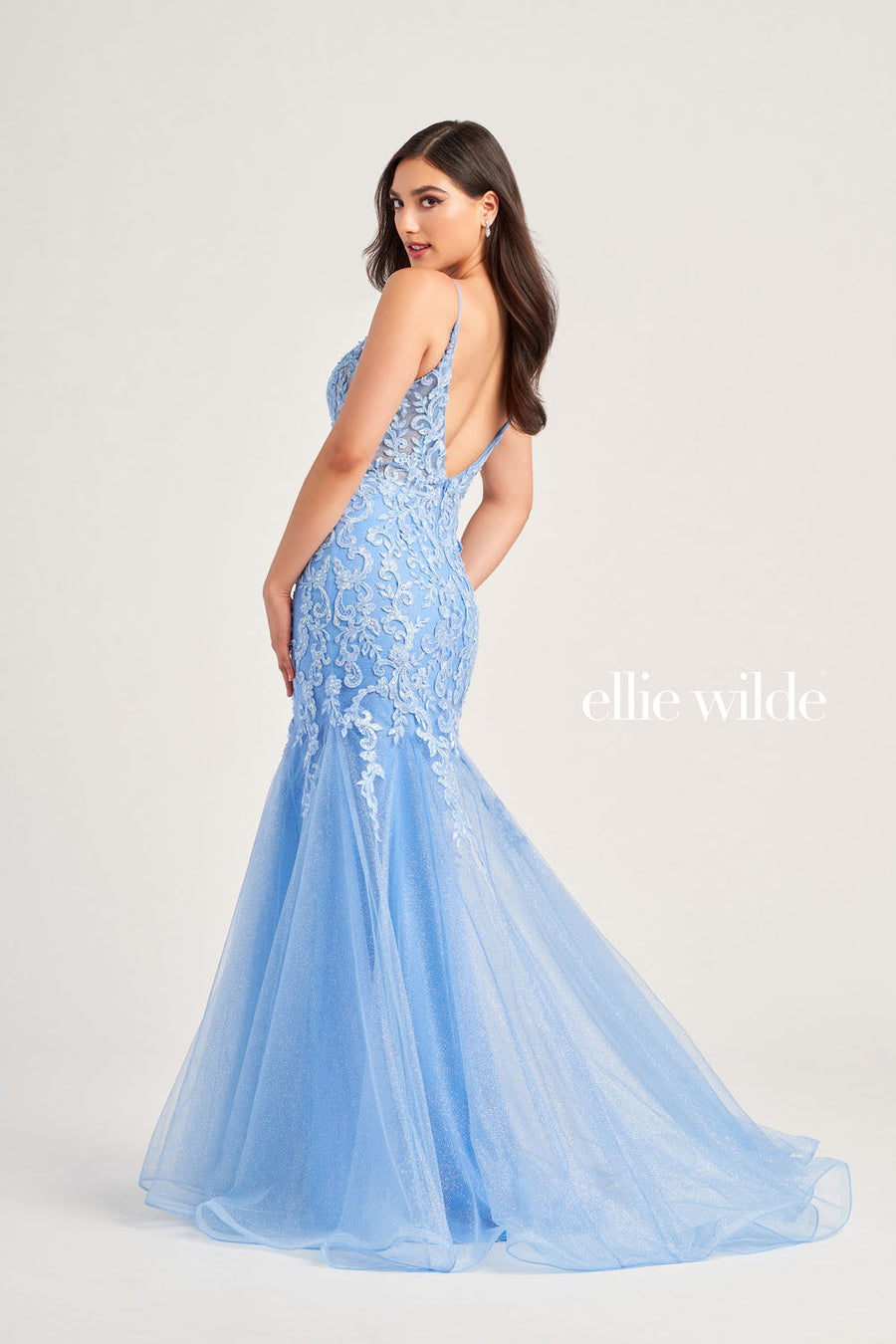 Ellie Wilde EW35227 prom dress images.  Ellie Wilde EW35227 is available in these colors: Bluebell, Black, Lilac, Dusty Rose.