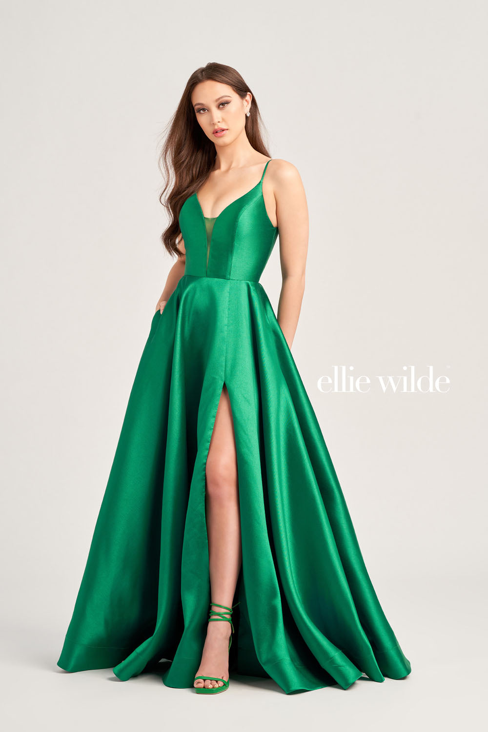 Ellie Wilde EW35232 prom dress images. Ellie Wilde EW35232 is available in these colors: Emerald, Navy Blue, Teal, Royal Blue, Magenta.