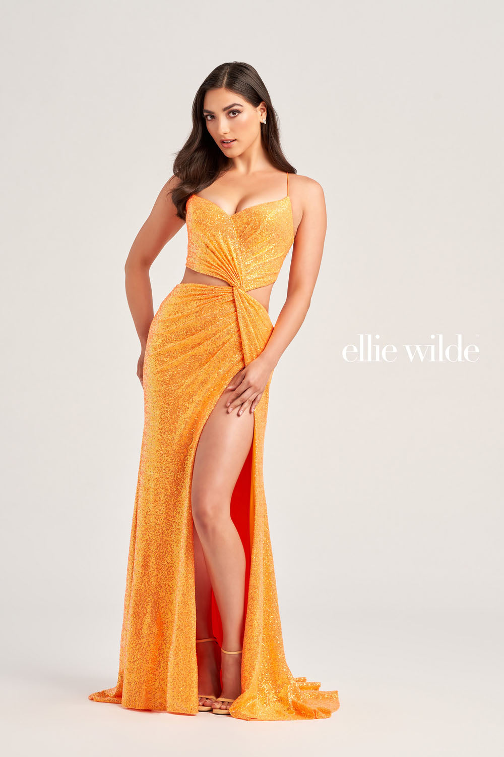 Ellie Wilde EW35233 prom dress images. Ellie Wilde EW35233 is available in these colors: Red, Royal Blue, Light Blue, Light Yellow.