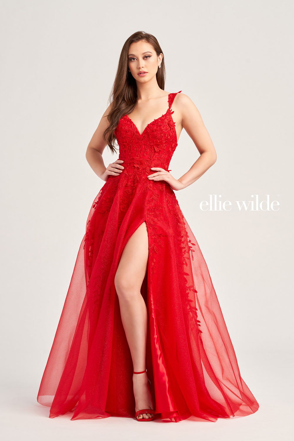 Ellie Wilde EW35233 prom dress images. Ellie Wilde EW35233 is available in these colors: Red, Royal Blue, Light Blue, Light Yellow.
