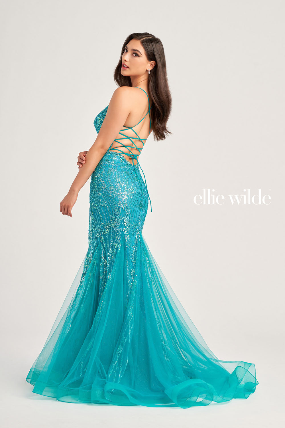 Ellie Wilde EW35236 prom dress images. Ellie Wilde EW35236 is available in these colors: Sea Glass, Steel Blue .