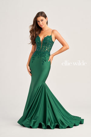 Ellie Wilde EW35237 prom dress images.  Ellie Wilde EW35237 is available in these colors: Emerald, Royal Blue, Ruby.
