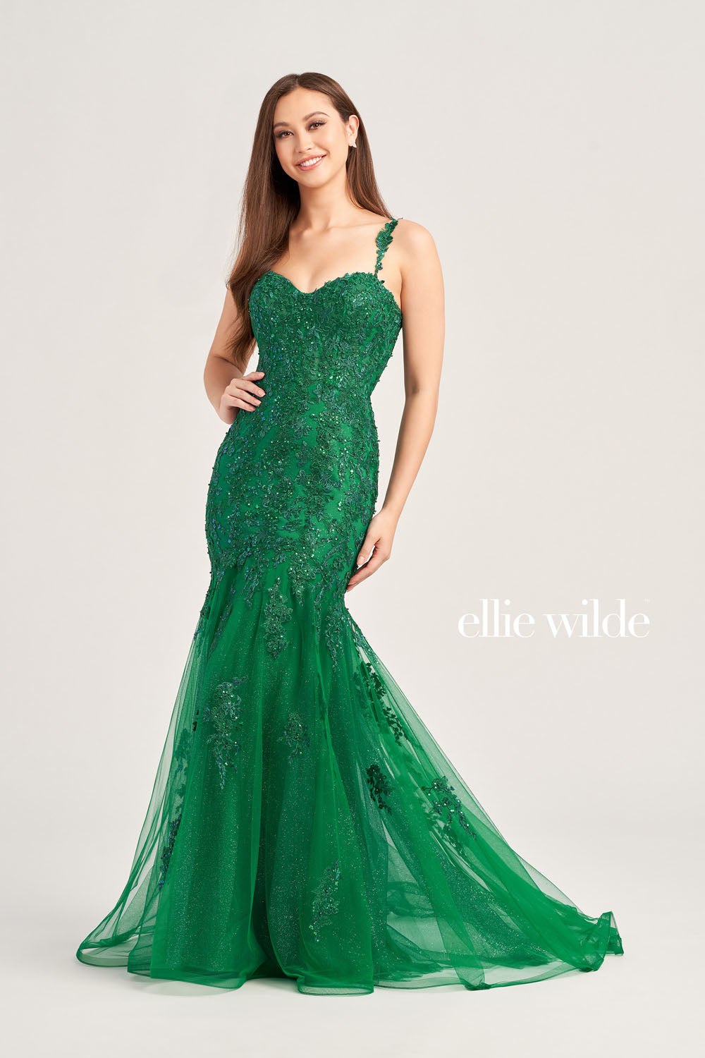 Ellie Wilde EW35238 prom dress images. Ellie Wilde EW35238 is available in these colors: Bluebell, Hot Pink, Dark Champagne, Emerald.